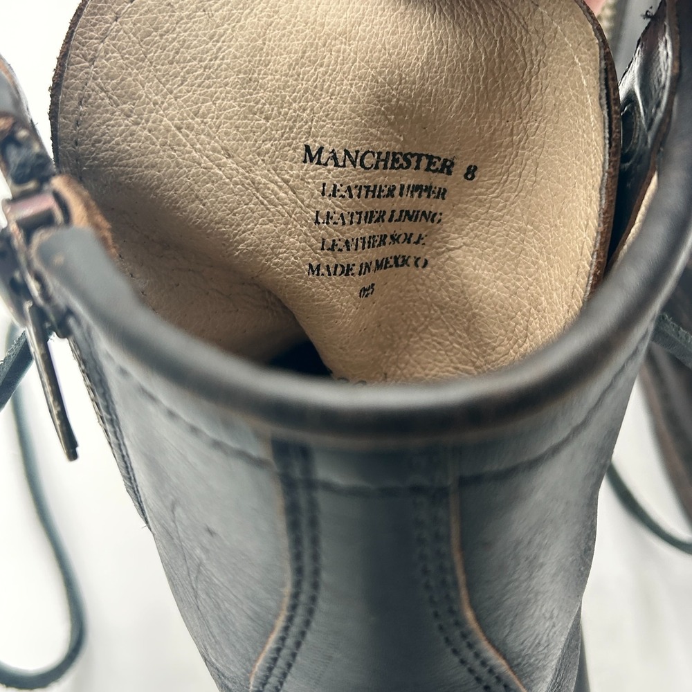 Freebird by Steven Manchester Black Leather Combat Boots Womens 8 Lace Up Zip - Picture 7 of 8